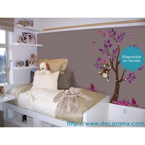 Vinilo &Aacute;rbol con Changuita y Pajaritos 179