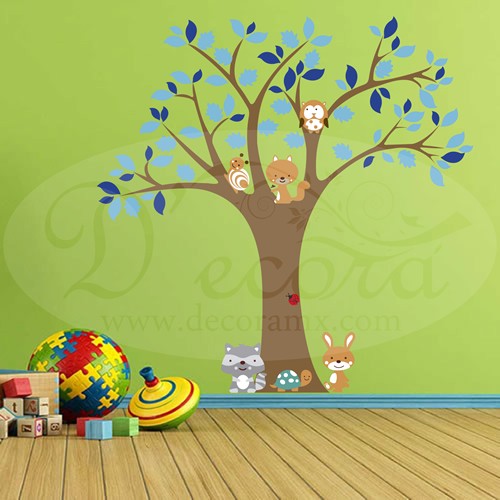 Vinilo &Aacute;rbol Animales Bosque 324