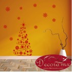 Vinilo Árbol Navideño y Copos 1011